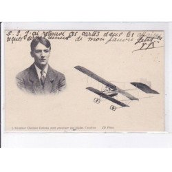 LE CROTOY: aviation, aviateur Gustave Gobeau avec passager sur biplan caudron - très bon état