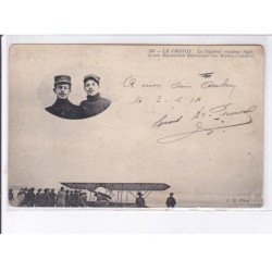 LE CROTOY: aviation, le caporal aviateur style et son mécanicien defrocourt sur biplan caudron, autographe - état