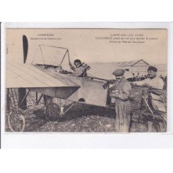 COMPIEGNE: aviation, aérodrome de corbeaulieu, 1911 Legagneux prend son vol pour doubler le premier - très bon état