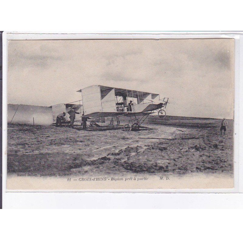 CROIX-D'HINS: aviation, biplan prêt à partir - très bon état CROIX-D'HINS: aviation, biplan prêt à partir - très bon état