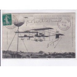 BORDEAUX BEAU-DESERT-MERIGNAC: semaine d'aviation lieutenant Féquant prenant virage autographe cachet - très bon état