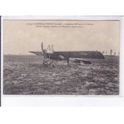 SAINT-ANDRE-de-CUBZAC: aviation aérodrome militaire de la garosse, officier aviateur vérifie monoplan - état