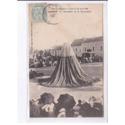 DOUE-la-FONTAINE: aviation fête 1906 préparatifs de l'ascension de la montgolfière, ballon rond - très bon état