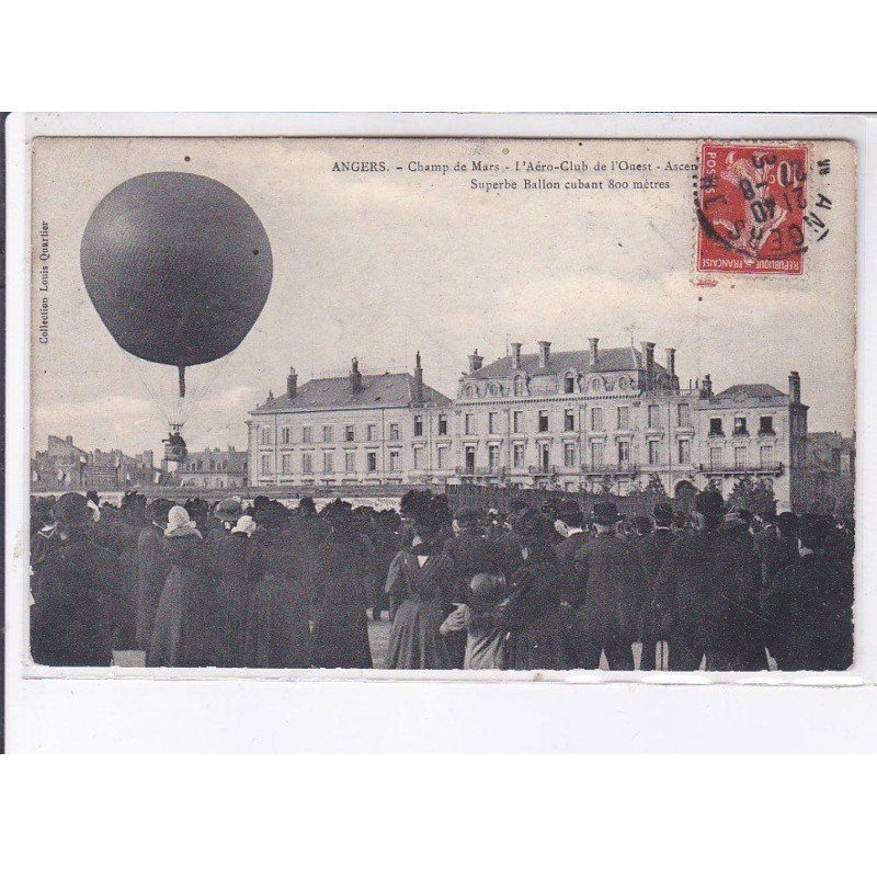 ANGERS: aviation champ de mars aéro-club superbe ballon rond cubant 800 mètres - état