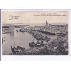 LA ROCHELLE: souvenir des fêtes d'aviation aviateur Renaux volant au-dessus de la rochelle sur biplan farman - tbé
