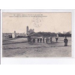 RODEZ: épreuve d'aviation 1910 aéroplane après le premier vol aéroplane est reconduit au camp d'aviation - très bon état