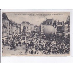 LONS-le-SAUNIER: place de la liberté 1905, le ballon avant le départ, aviation, ballon rond - très bon état