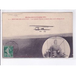 PONTARLIER: aviation, 1911, meeting, aviateur Hanriot et Junod volent sur le champ de tir - très bon état