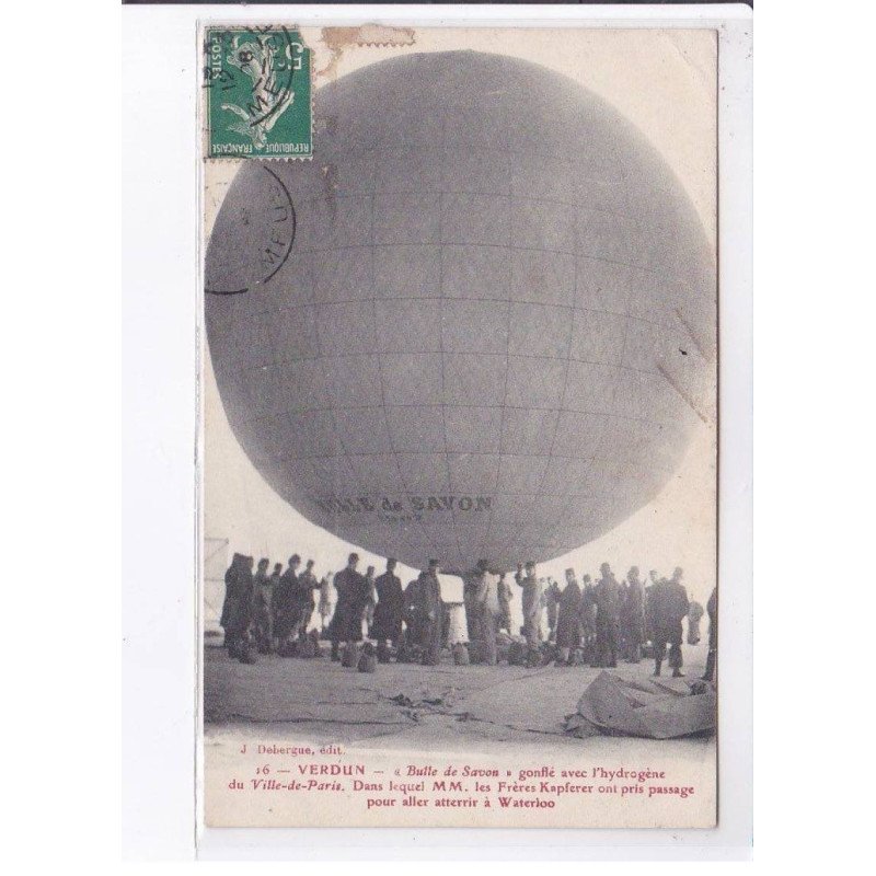 VERDUN: aviation, ballon rond, "bulle de savon" gonflé avec l'hydrogène - état VERDUN: aviation, ballon rond, "bulle de savon" gonflé avec l'hydrogène - état