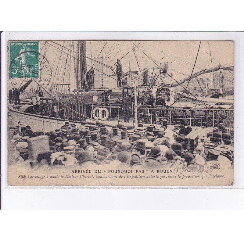 ROUEN: le "pourquoi pas" accostage Charcot commandant expédition antarctique salue la population, polaire - état