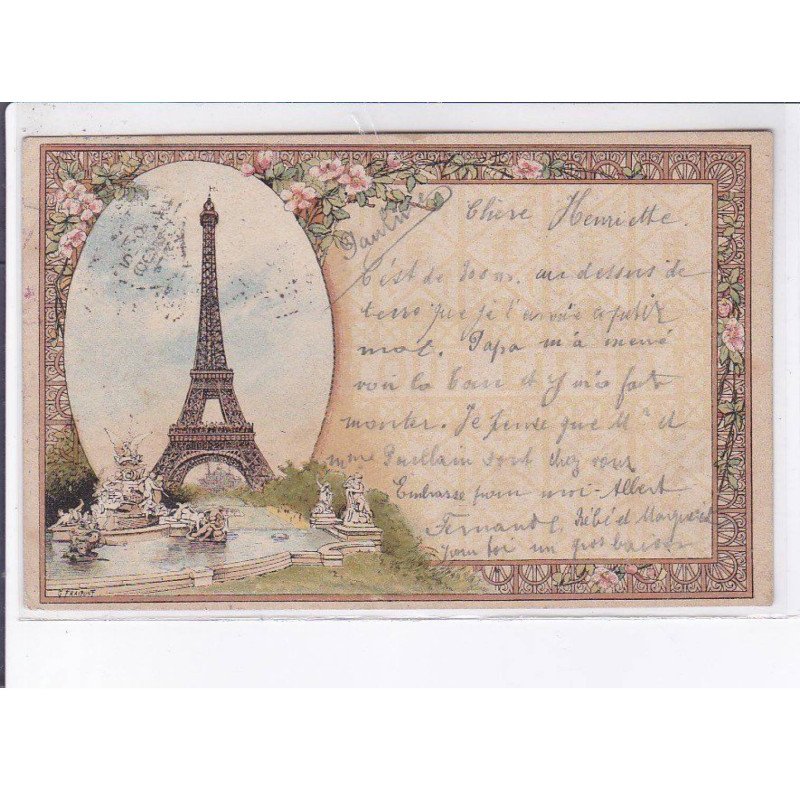 PARIS : la Tour Eiffel illustrée par FRAIPONT (voyagée en 1892) - très bon état