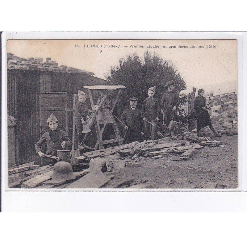 HERMIES: premier clocher et premières cloches 1919 - très bon état