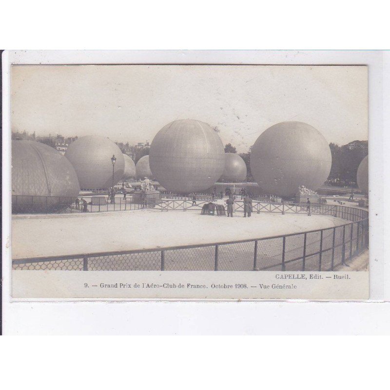PARIS: 75001 grand prix aéro-club 1908, ballon rond, aviation, vue générale, tuileries - très bon état
