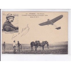 ETAMPES: aviation aviateur Prince de Nissole sur monoplan tellier moteur R.E.P., autographe - très bon état