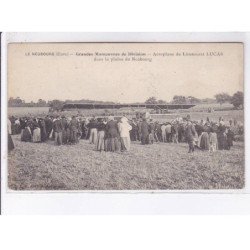 LE NEUBOURG: grandes manoeuvres de division, aviation aéroplane du Lt. Lucas dans la plaine - très bon état