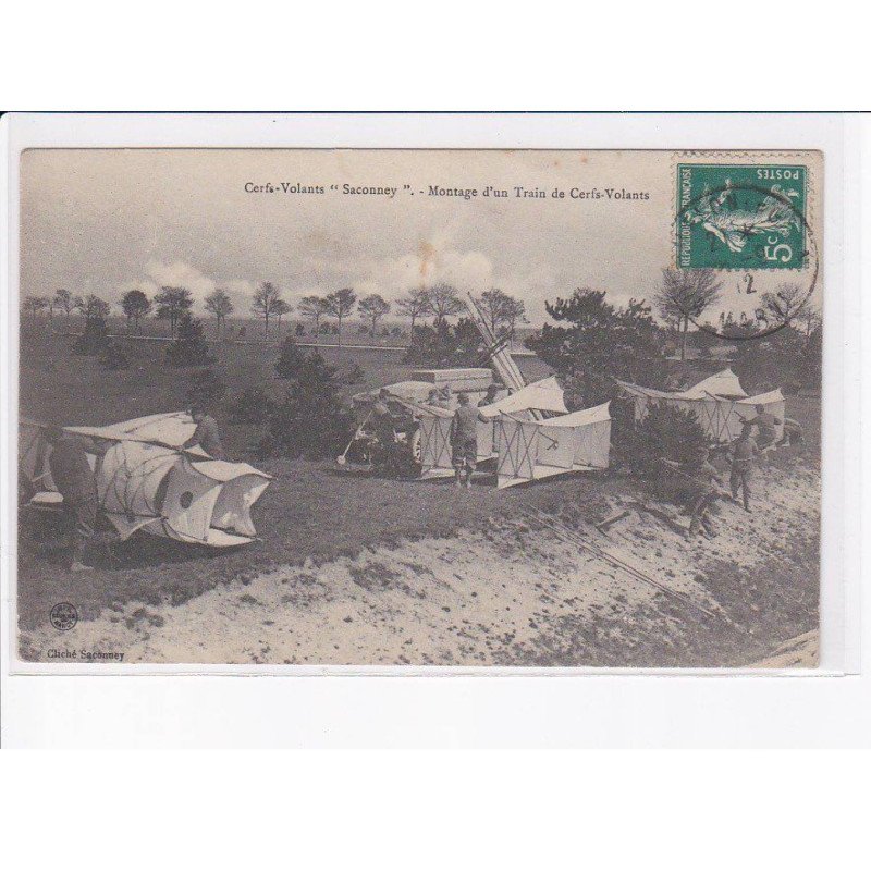 aviation cerfs-volmants "saconney" montage d'un train de cerfs-volants, aviation - très bon état