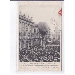 NANCY: l'accident du ballon rond 14 juillet 1908 aviation, touche le grand-hôtel 4CPA - très bon état