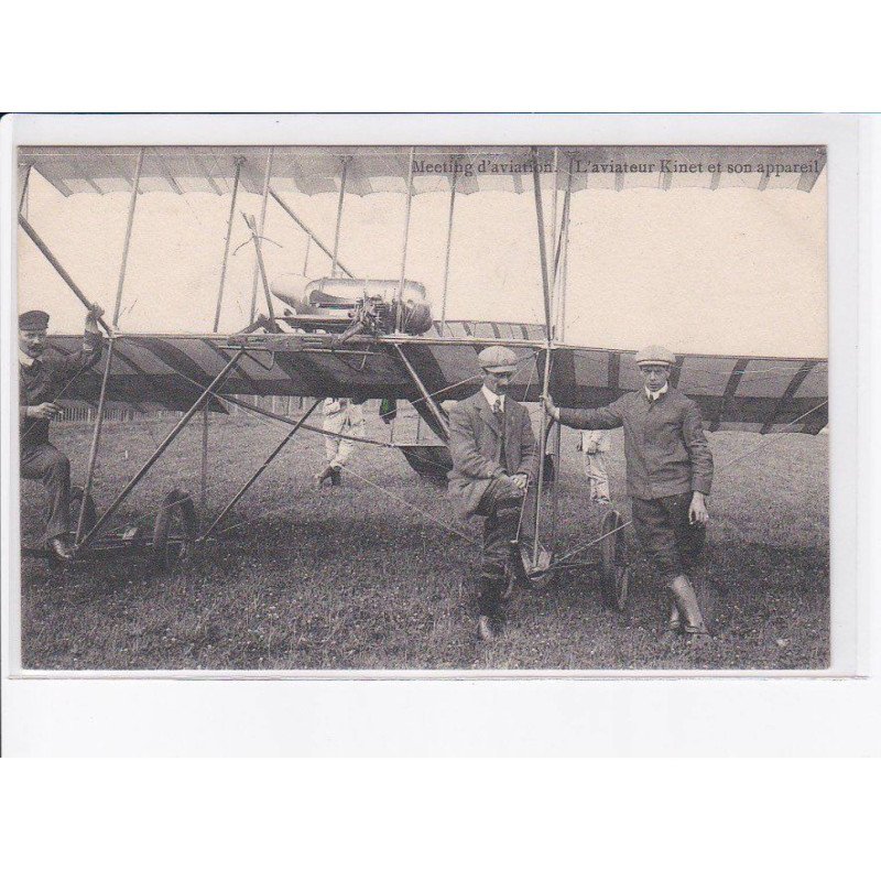 BELGIQUE: meeting d'aviation, aviateur Kinet et son appareil - très bon état