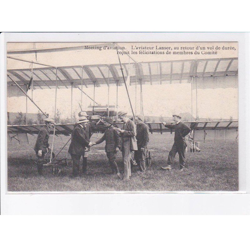 BELGIQUE: aviation, aviateur Lanser au retour d'un vol de durée reçoit les félicitation du comité - très bon état