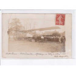RILLY-LA-MONTAGNE: aviation, biplan farman pilote Lemaitre atterrissage 1913 - état