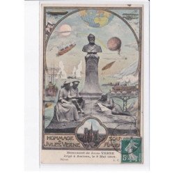 AMIENS: hommage à Jules Verne, monument de Jules Verne érigé à amiens 1909, aviation - très bon état