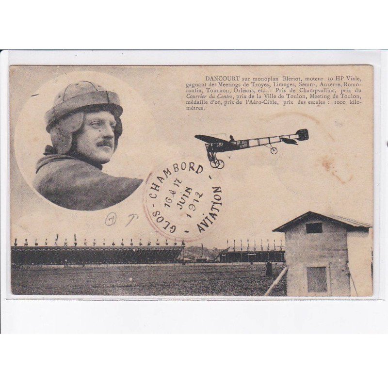 GLOS-CHAMBORD: dancourt, sur monoplan Blériot gagnant meetings - très bon état