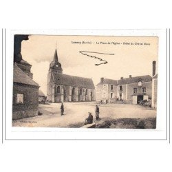 LAMNAY : la place de l'eglise - hotel du cheval blanc - tres bon etat