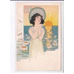 Non signée :  lever de soleil (Art Nouveau) - très bon état