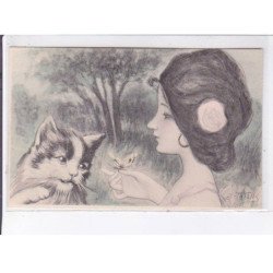 PATELLA : série de 12 cpa - femme et animaux - très bon état