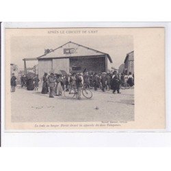 MARNE: aviation après le circuit de l'est, la foule au hangars blériot devant appareils des vainqueurs - très bon état