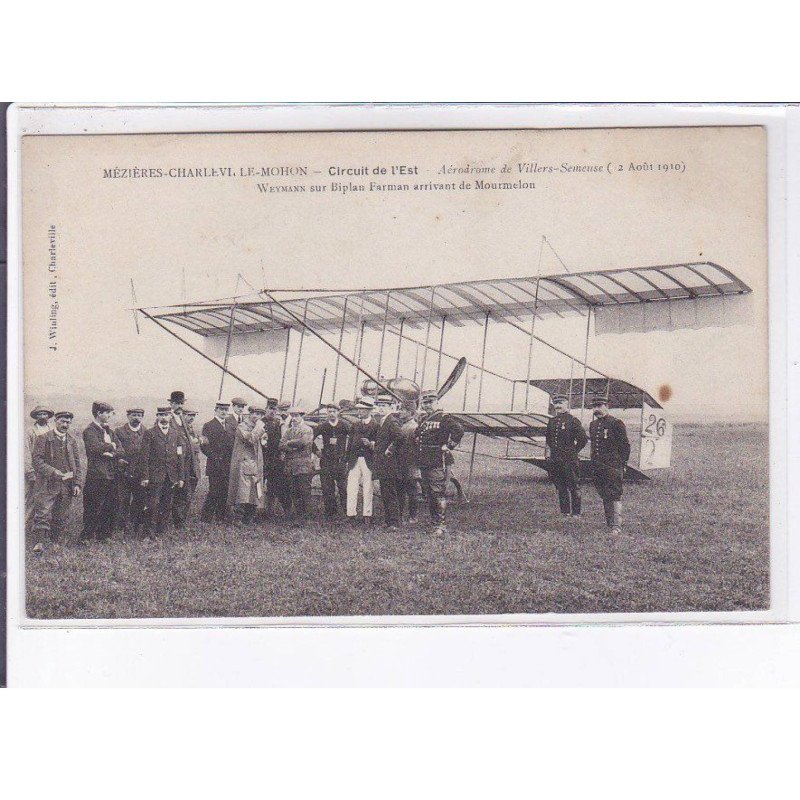 MEZIERES-CHARLEVILLE-MOHON: aviation aérodrome de villers-semense Weymann biplan farman - très bon état