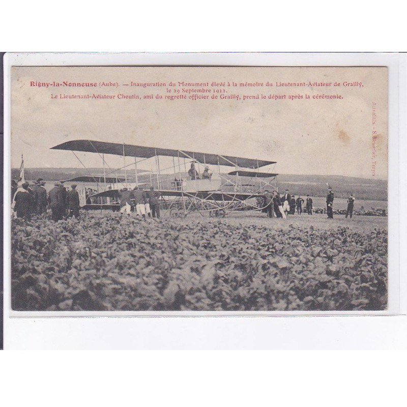 RIGNY-la-NONNEUSE: aviation inauguration du monument à mémoire Lt. de Grailly, lt. aviateur Cheutin - très bon état
