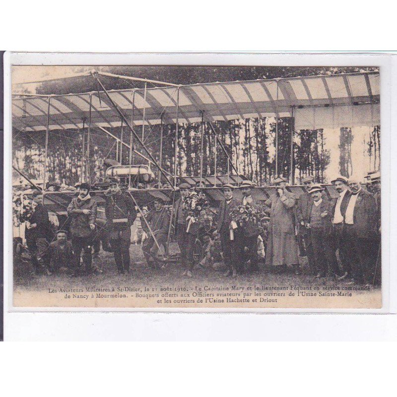 SAINT-DIZIER: aviation aviateurs militaires 1910 capitaine Mary et Lt. Féquant - très bon état