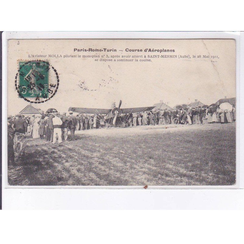 SAINT-MESMIN: course d'aéroplanes, aviation, aviateur molla pilotant - état SAINT-MESMIN: course d'aéroplanes, aviation, aviateur molla pilotant - état