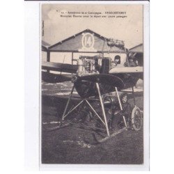 REIMS: aviation, aérodrome de la campagne monoplan hanriot avant le départ avec quatre passagers - très bon état