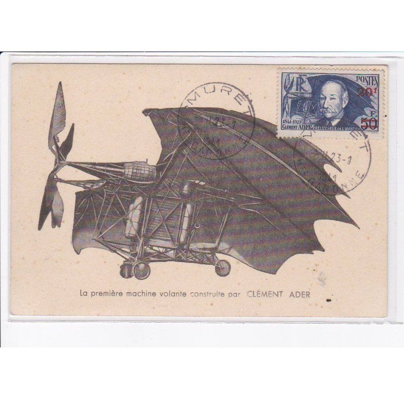 aviation, la première machine volante construite par clément ader, carte maximum - très bon état
