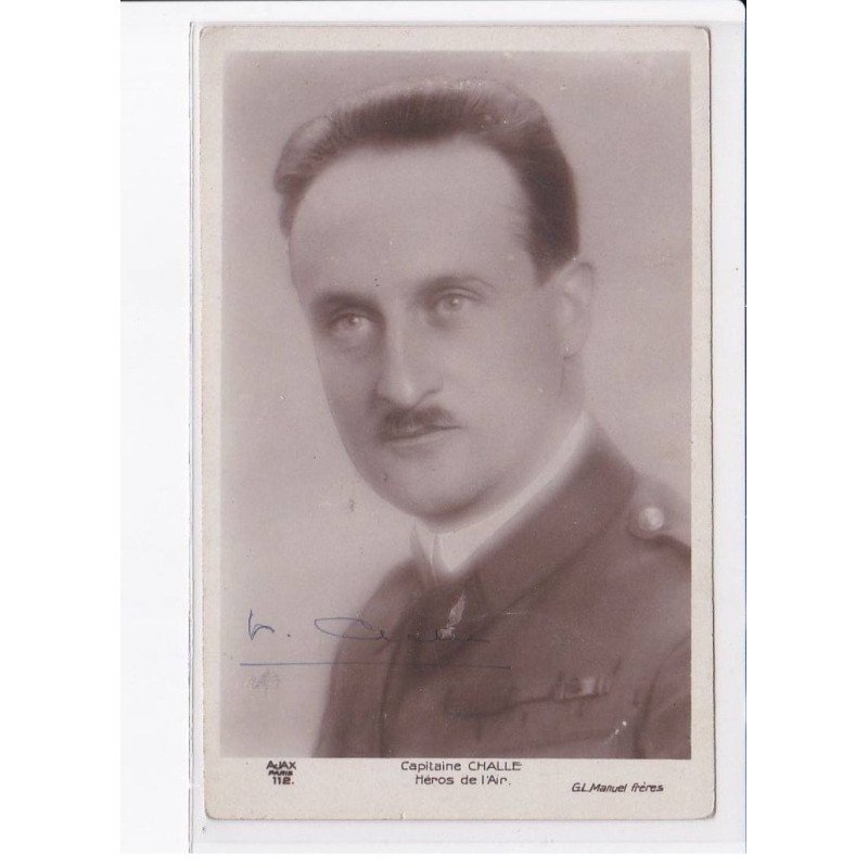 aviation, capitaine challe héros de l'air, autographe - très bon état