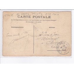 aviation, carte peinte à la main, Le blanc 1910 - très bon état