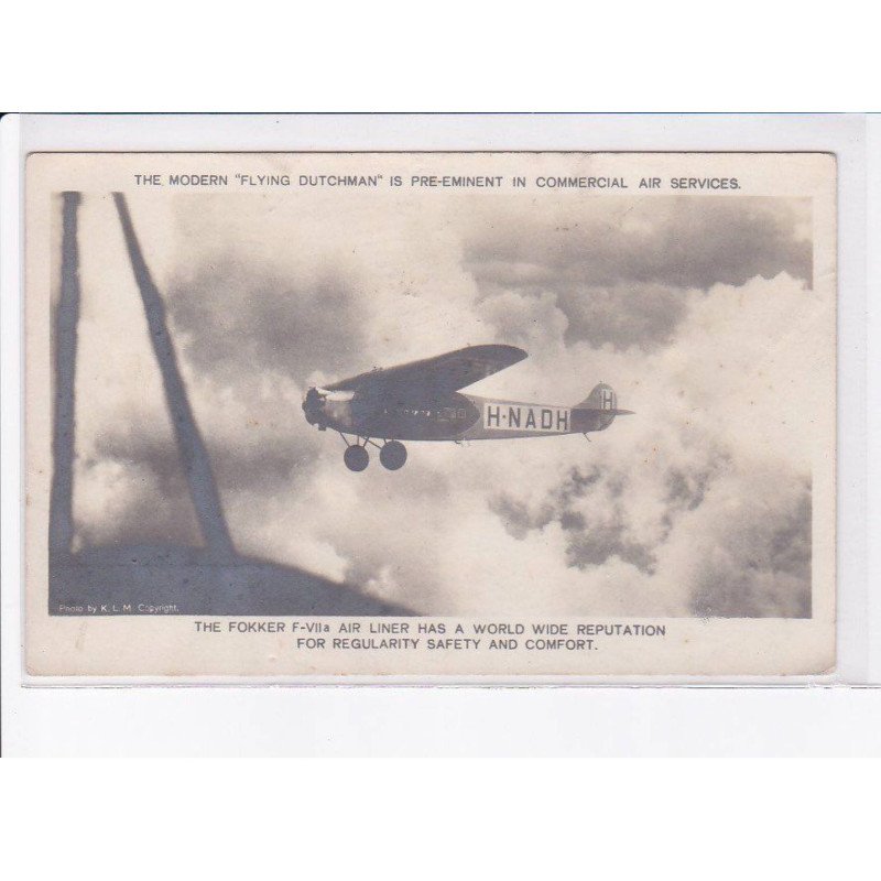 aviation, the modern "flying dutchman" is pre-eminent in commercial air services the fokker f-villa - très bon état