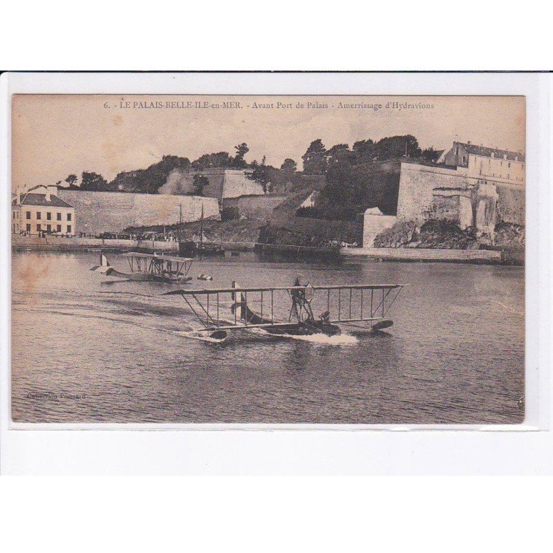 LE PALAIS-BELLE-ILE-en-MER: avant port de palais, aviation, amerrissage d'hydravion - très bon état