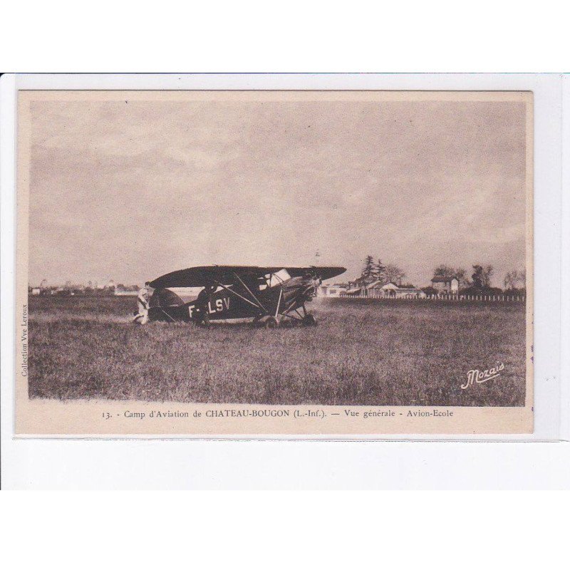 CHATEAU-BOUGON: camp d'aviation vue générale, avion-école - très bon état