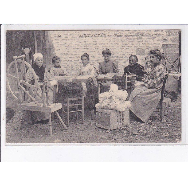 SAINT-SYLVAIN: classe d'ouvrière faisant du filet - très bon état