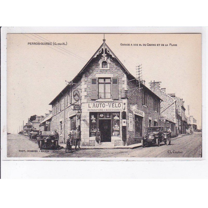 PERROS-GUIREC: garage, moto, l'auto-vélo, automobile, garage du casino et de la plage, carte de visite - très bon état