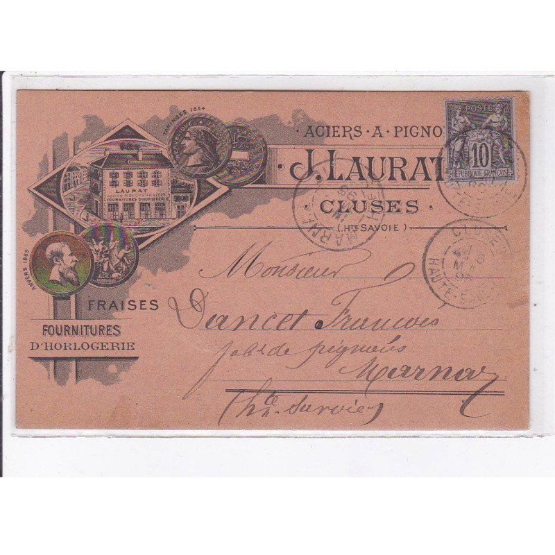 CLUSES: fraises, fournitures d'horlogerie J. Laurat, 1895 - très bon état