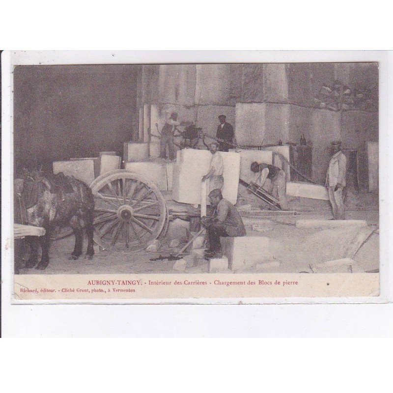 AUBIGNY-TAIGNY: intérieur des carrières, chargement des blocs de pierre - état AUBIGNY-TAIGNY: intérieur des carrières, chargement des blocs de pierre - état