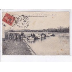 RIGNY: accident du barrage 1907, la péniche échoué "la germaine" - état
