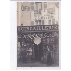FONTAINEBLEAU: 26 rue grande, quincaillerie Mlle Vve Langlois, P. Barbier , coiffeur - très bon état
