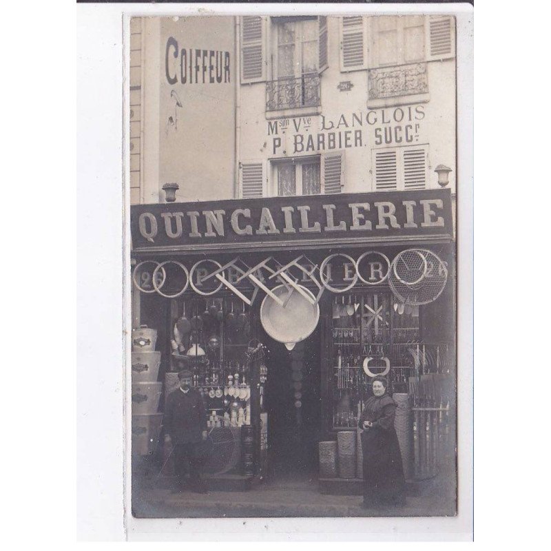 FONTAINEBLEAU: 26 rue grande, quincaillerie Mlle Vve Langlois, P. Barbier , coiffeur - très bon état