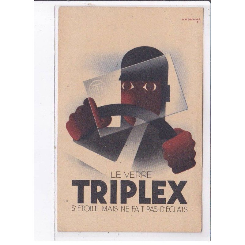 PUBLICITE : CASSANDRE - le Verre TRIPLEX- état (un pli)