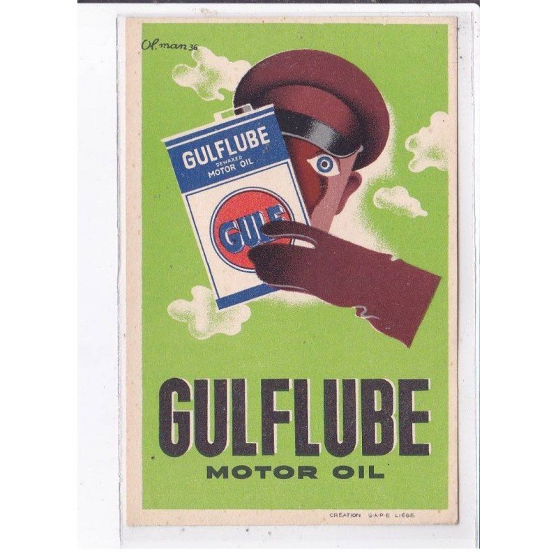 PUBLICITE :  GULFLUBE moto oil (OLMAN)- très bon état